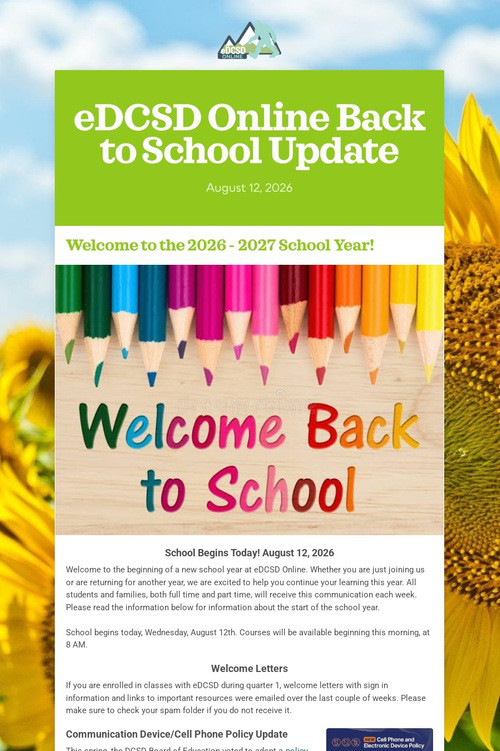 eDCSD Online Back to School Update