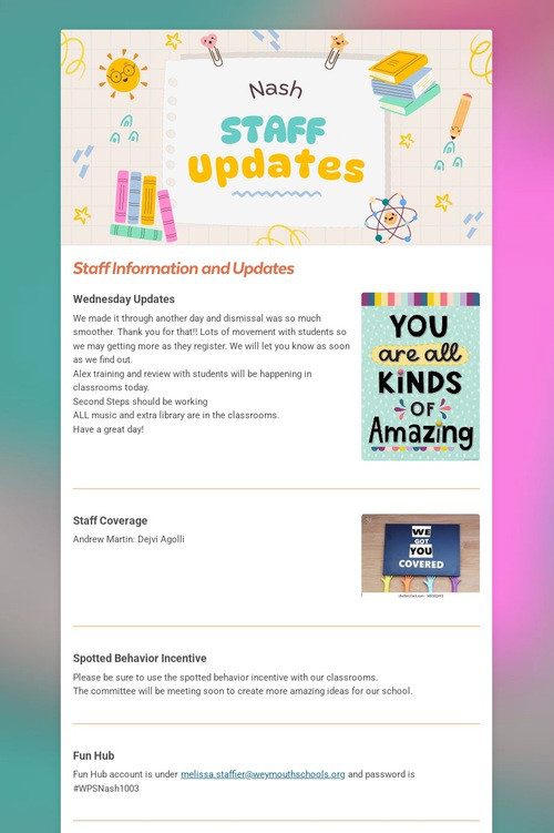Greenfield High Stuffy-Staff-Update