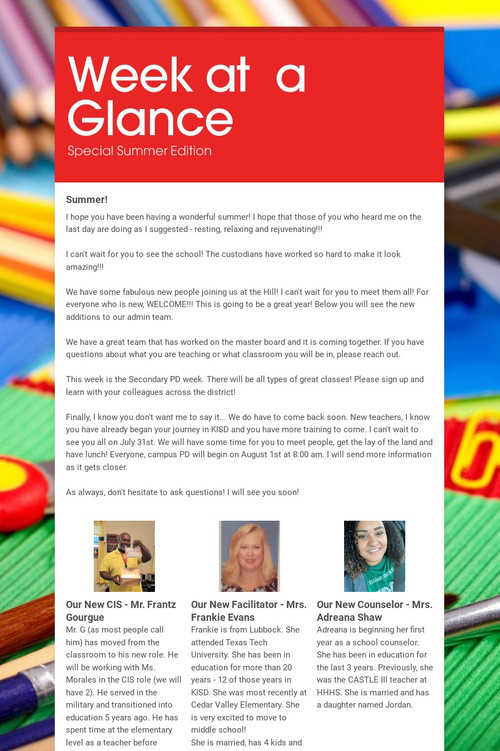 Week at  a Glance