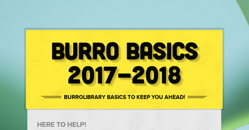 Burro Basics 2017-2018