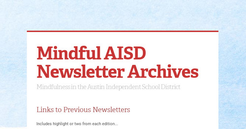 Mindful AISD Newsletter Archives