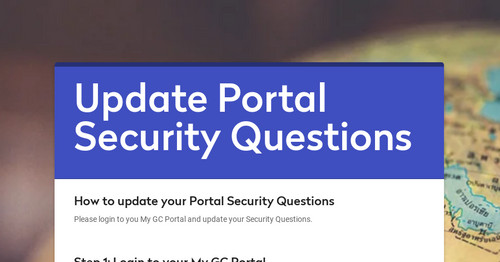 Update Portal Security Questions
