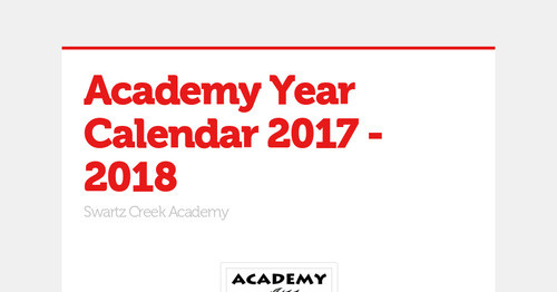Academy Year Calendar 2017 - 2018