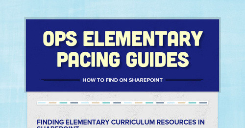 OPS Elementary Pacing Guides