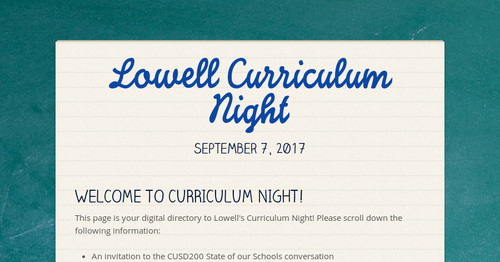 Lowell Curriculum Night