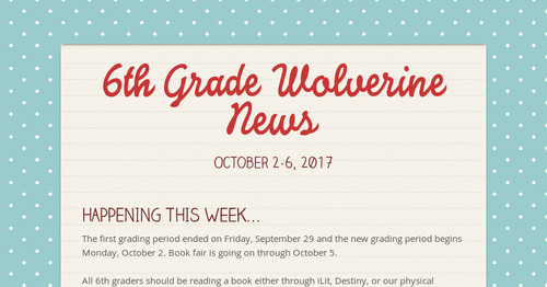 6th Grade            Wolverine News