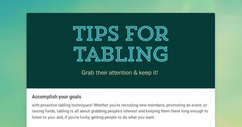 Tips for Tabling | Smore Newsletters