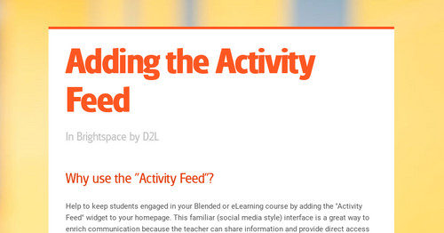 Adding the Activity Feed