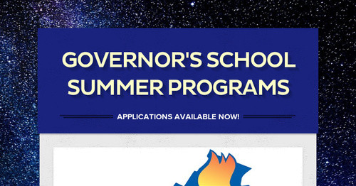 Governor's School Summer Programs