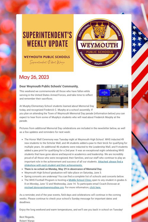 Superintendent's Weekly Update