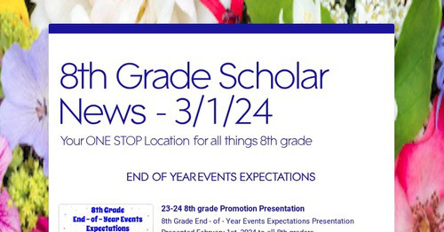 8th Grade Scholar News - 12/8/23