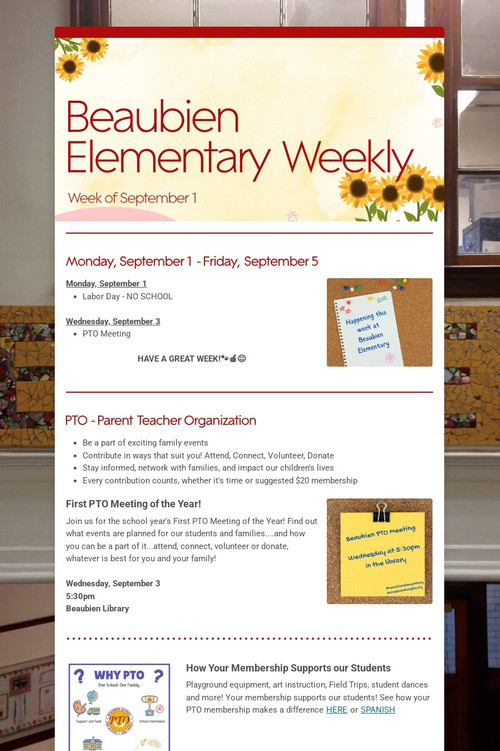 Beaubien Elementary Weekly