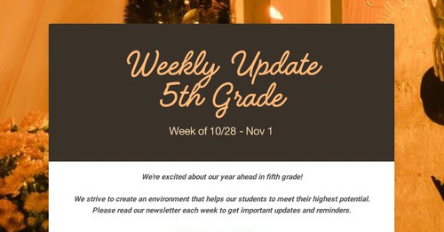 Weekly Update 5th Grade
