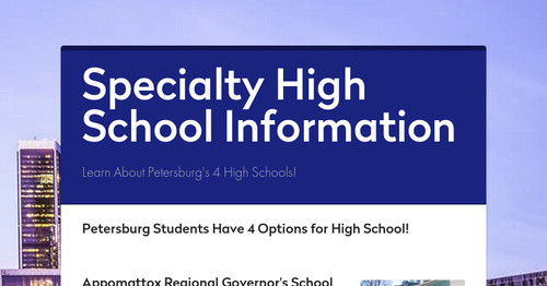 Specialty High School Information