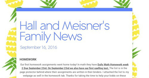 Hall and Meisner's Family News | Smore Newsletters