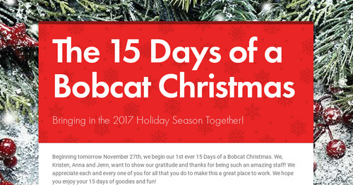 The 15 Days of a Bobcat Christmas