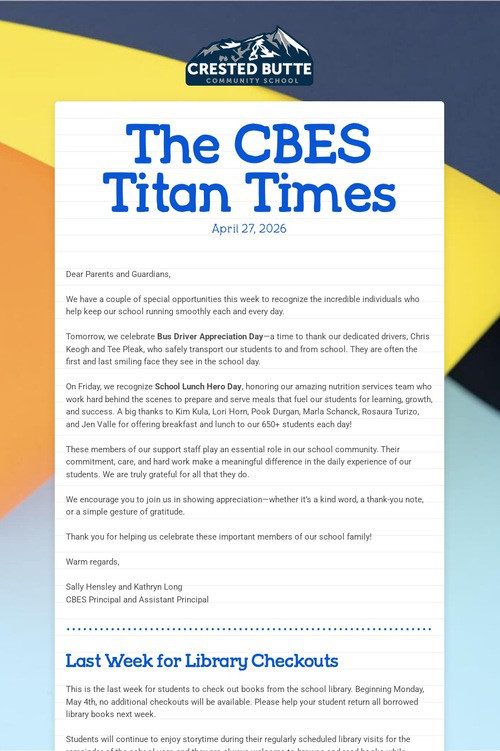 The CBES Titan Times