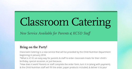 Classroom Catering