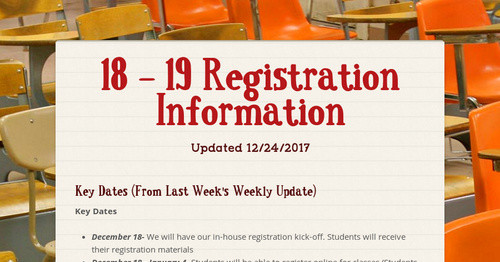 18 - 19 Registration Information