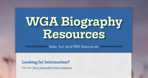 WGA Biography Resources