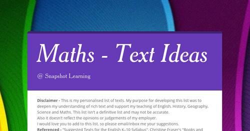 Maths - Text Ideas