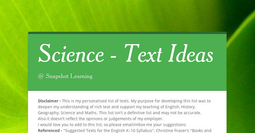 Science - Text Ideas