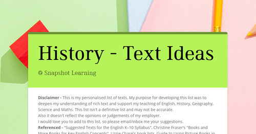 History - Text Ideas