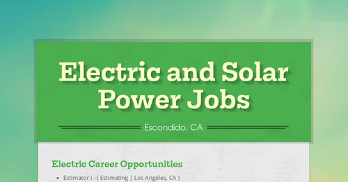 Electric and Solar Power Jobs