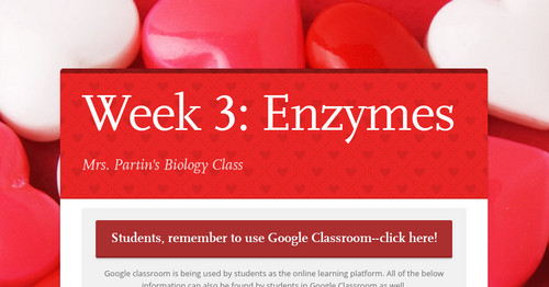 Week 3: Enzymes