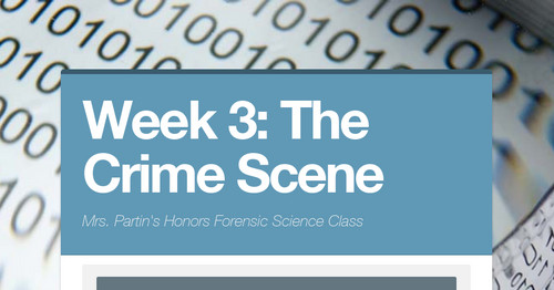 Week 3: The Crime Scene