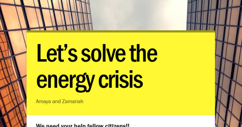 Let’s solve the energy crisis