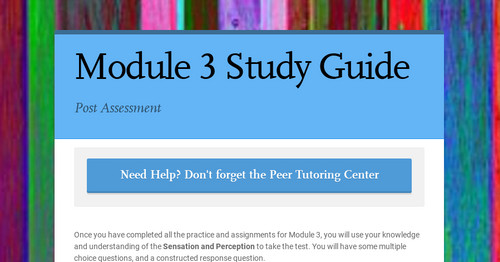 Module 3 Study Guide