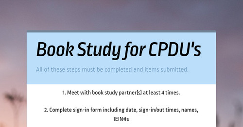 Book Study for CPDU's