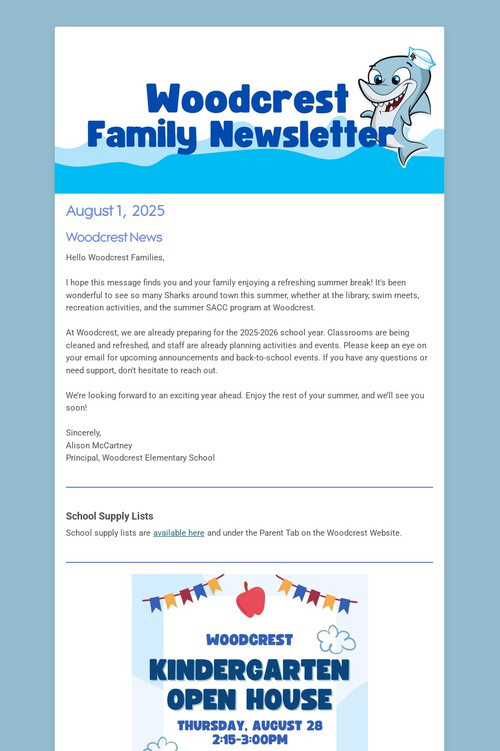 Woodcrest Family Newsletter