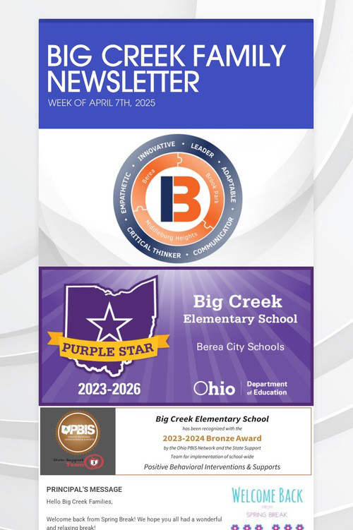 BIG CREEK FAMILY NEWSLETTER