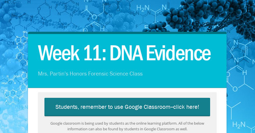 Week 11: DNA Evidence