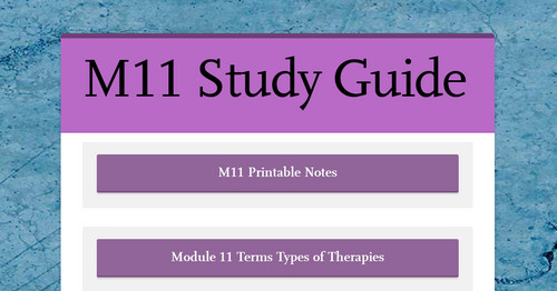 Module 11 Study Guide