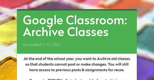 Google Classroom: Archive Classes