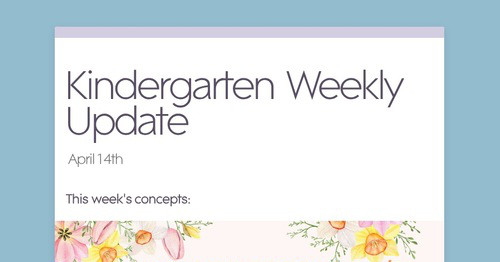 Kindergarten Weekly Update