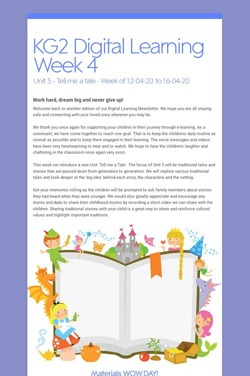 KG2 Digital Learning Week 4
