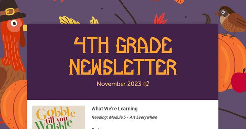 4th Grade Newsletter