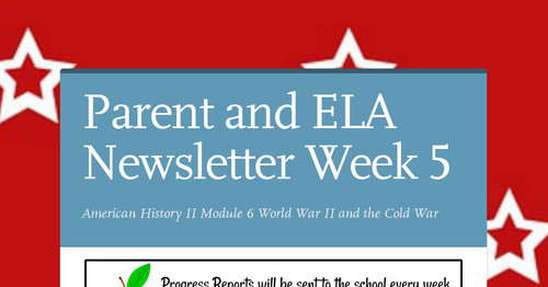 Parent and ELA Newsletter Week 5