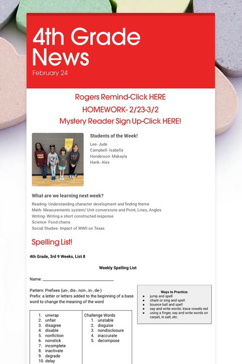 4th Grade News