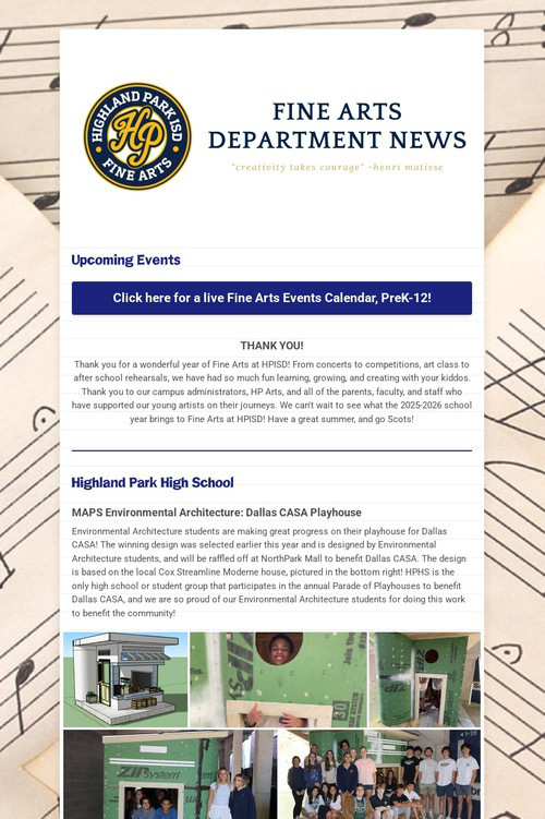 05/23/25 Fine Arts Department News
