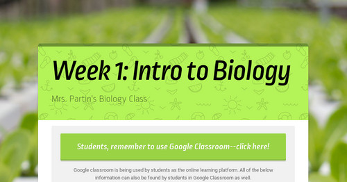 Week 1: Intro to Biology