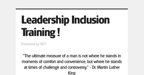 Leadership Inclusion Training !