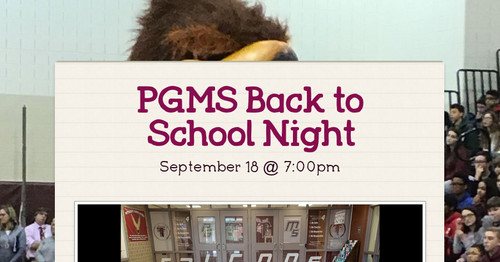 PGMS Back to School Night