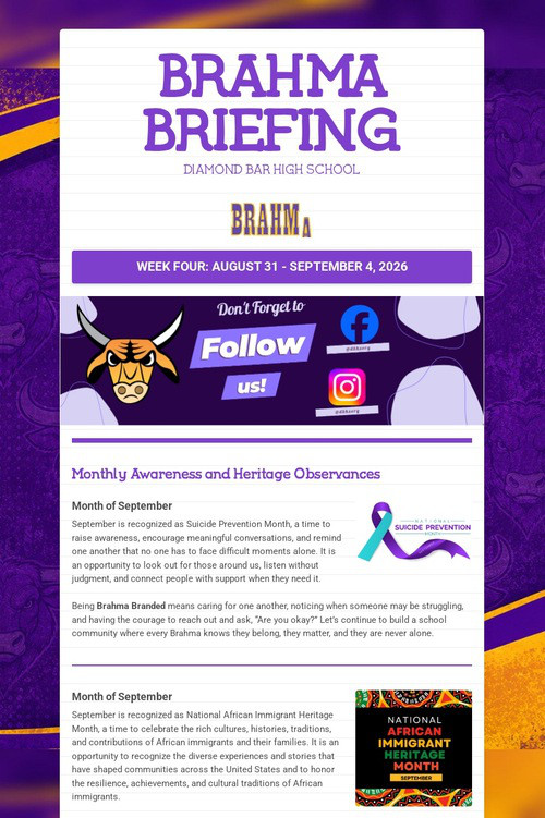 Brahma Briefing Week 4