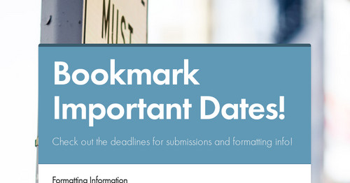 Bookmark Important Dates!