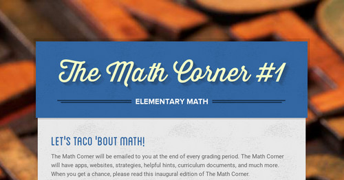 The Math Corner #1